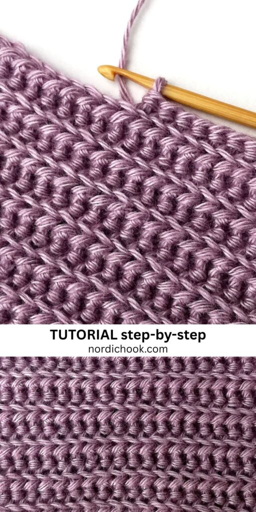 Crochet stitch step-by-step photo tutorial: Half double crochet slip stitch back loop only