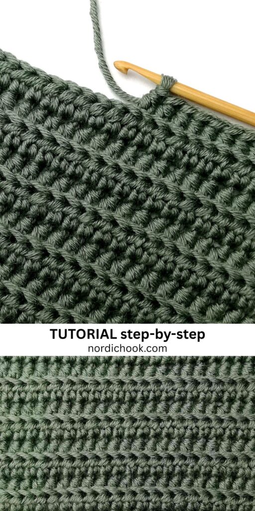 Crochet stitch step-by-step tutorial: Half double crochet back loop only