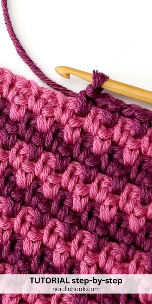 Crochet stitch step-by-step photo tutorial: Moss stitch