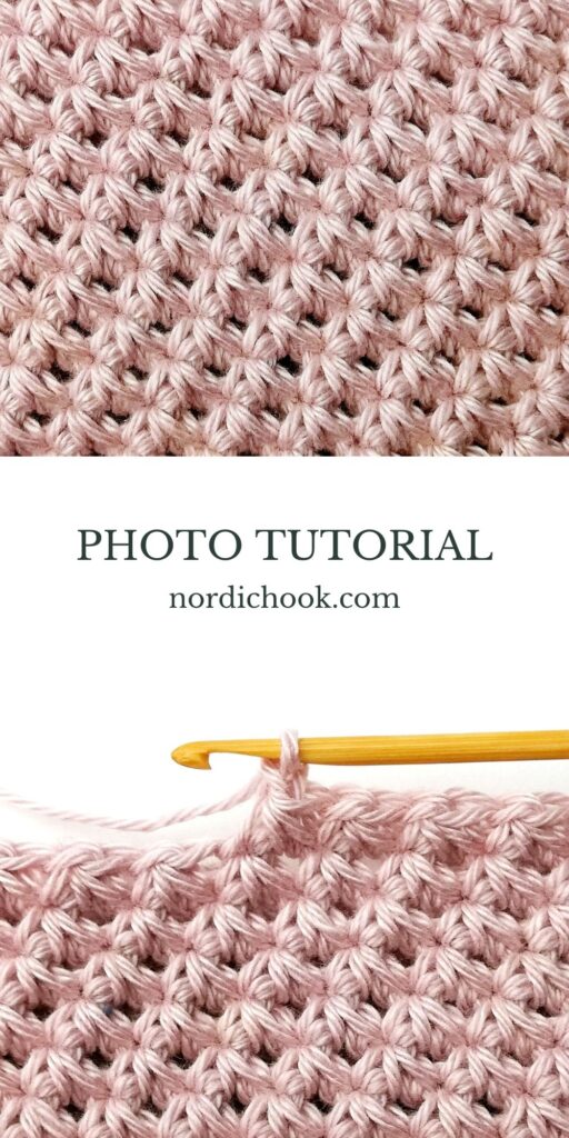 Crochet stitch tutorial: Trinity stitch in rows and in rounds