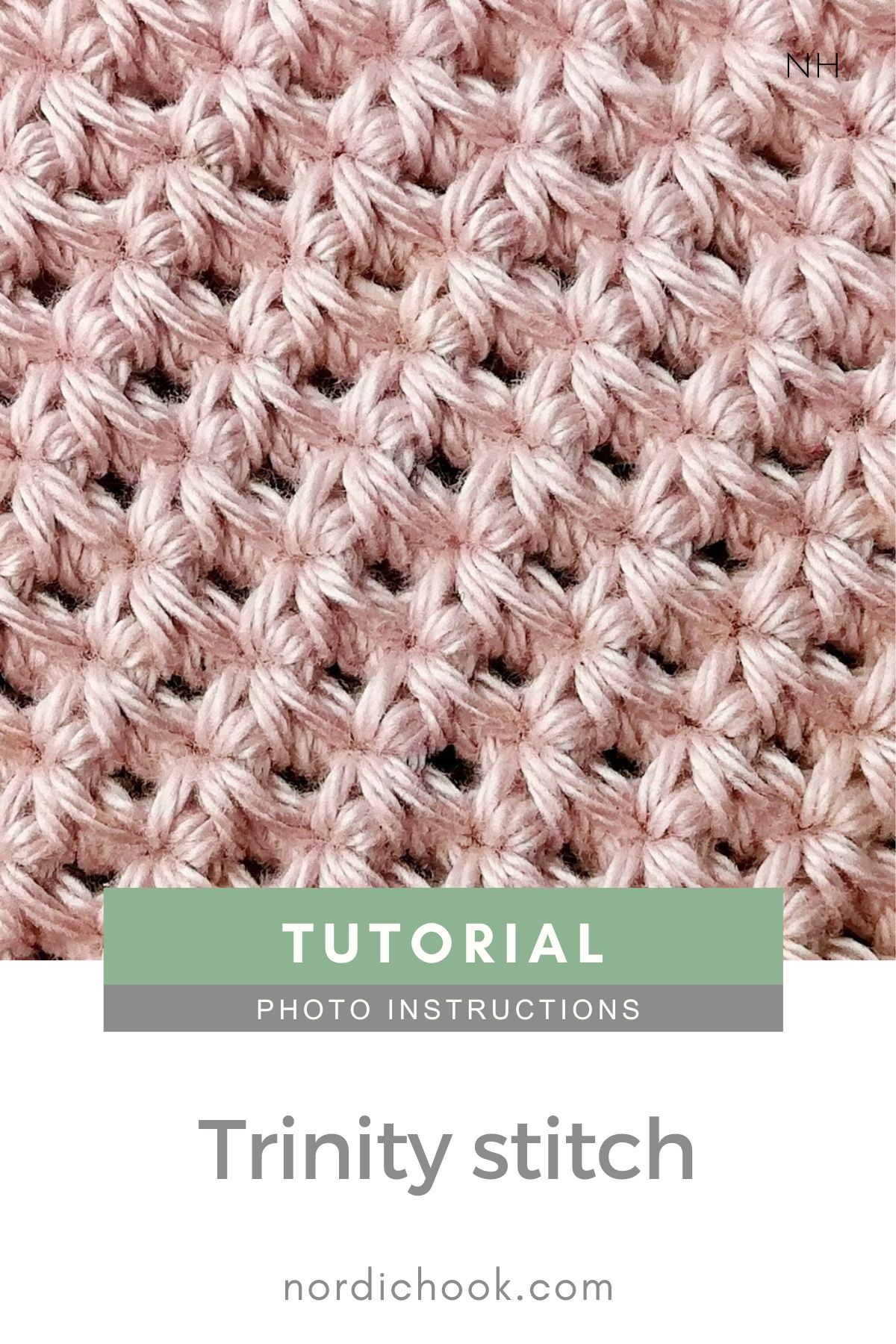 Trinity stitch in rows and in rounds - Nordic Hook