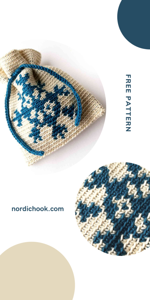 Tapestry crochet drawstring bag "Snowflake"