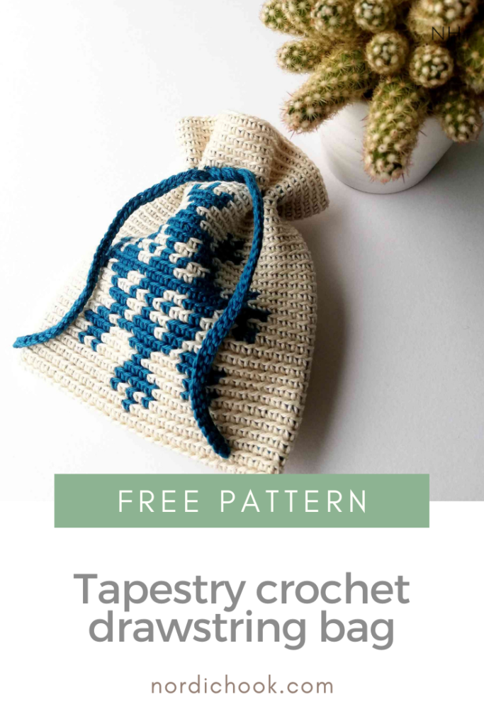 Tapestry crochet drawstring bag "Snowflake"