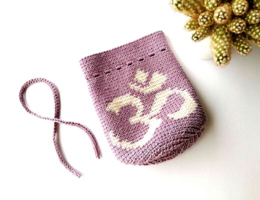 Crochet drawstring bag "Yoga Om symbol"