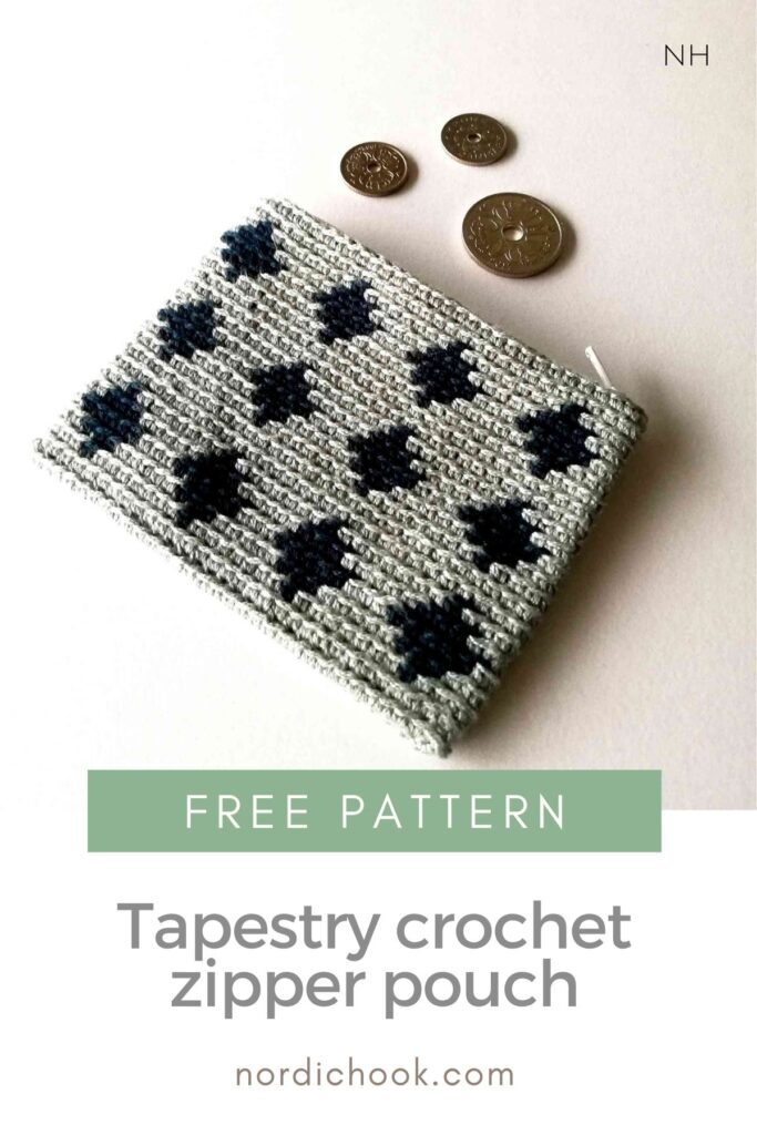 Tapestry crochet zipper pouch Blue Diamonds tutorial