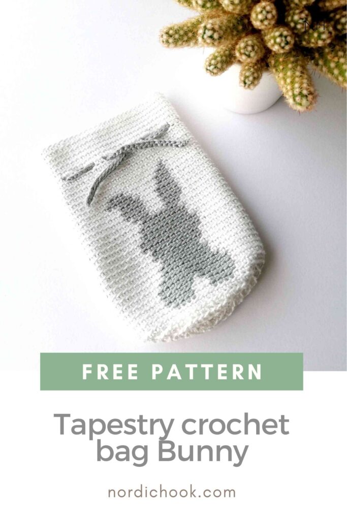 Tapestry crochet drawstring bag Bunny