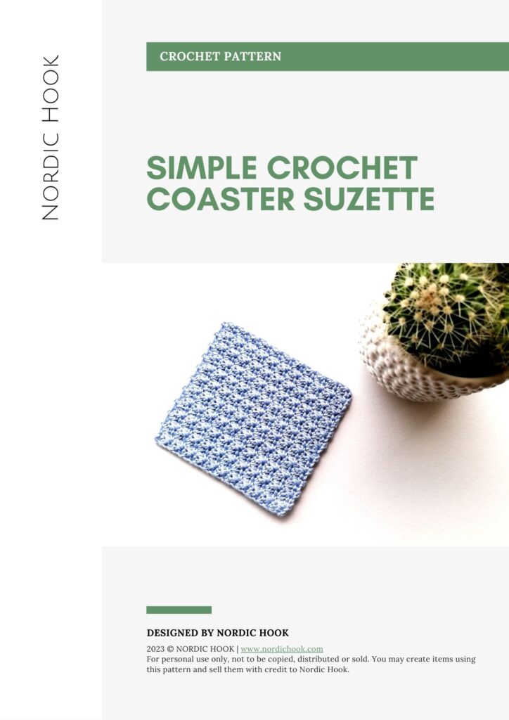 PDF crochet pattern: Simple crochet coaster Suzette
