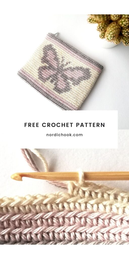 Tapestry crochet zipper pouch Butterfly tutorial