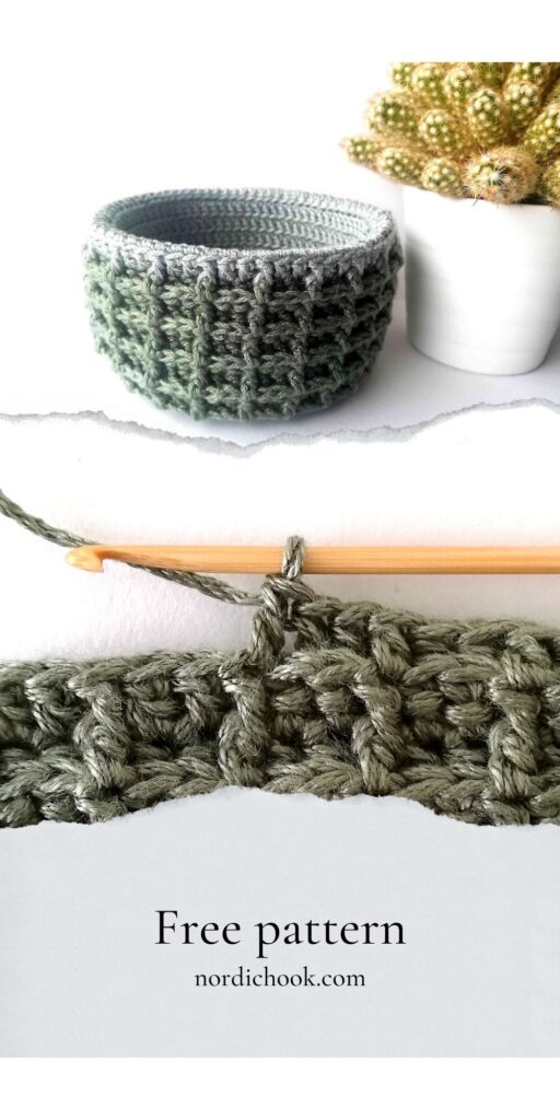 Free crochet pattern: waffle stitch crochet basket