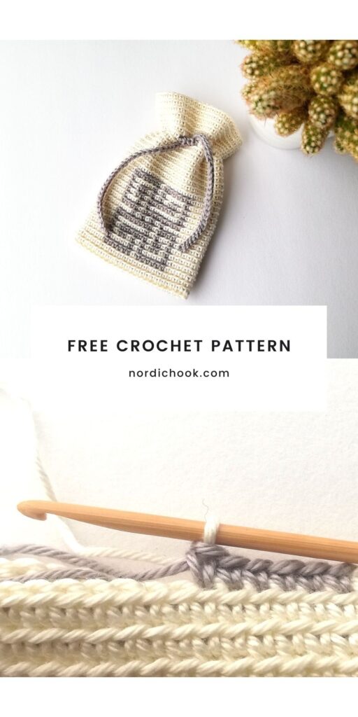 Crochet tutorial: Crochet drawstring bag with a Celtic knot