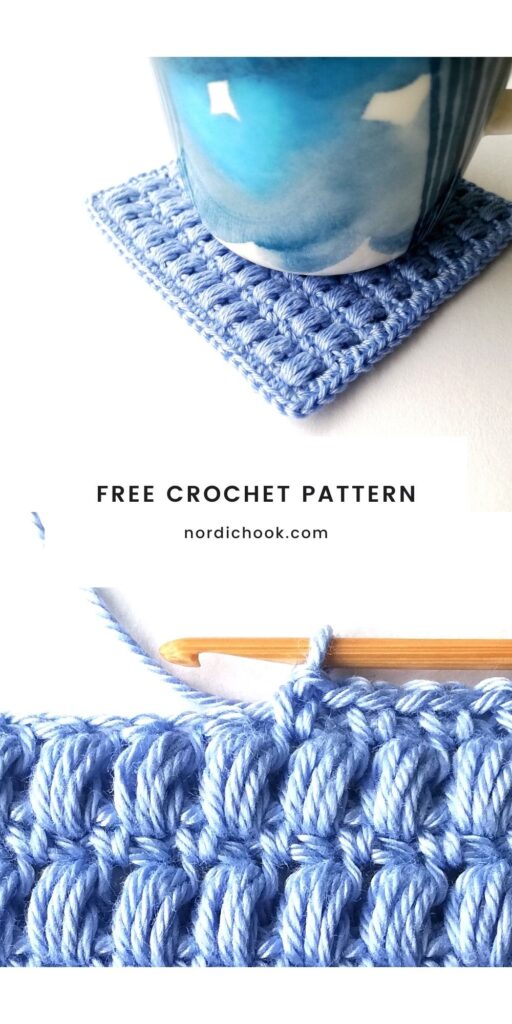 Free crochet pattern: Aligned puff stitch coaster