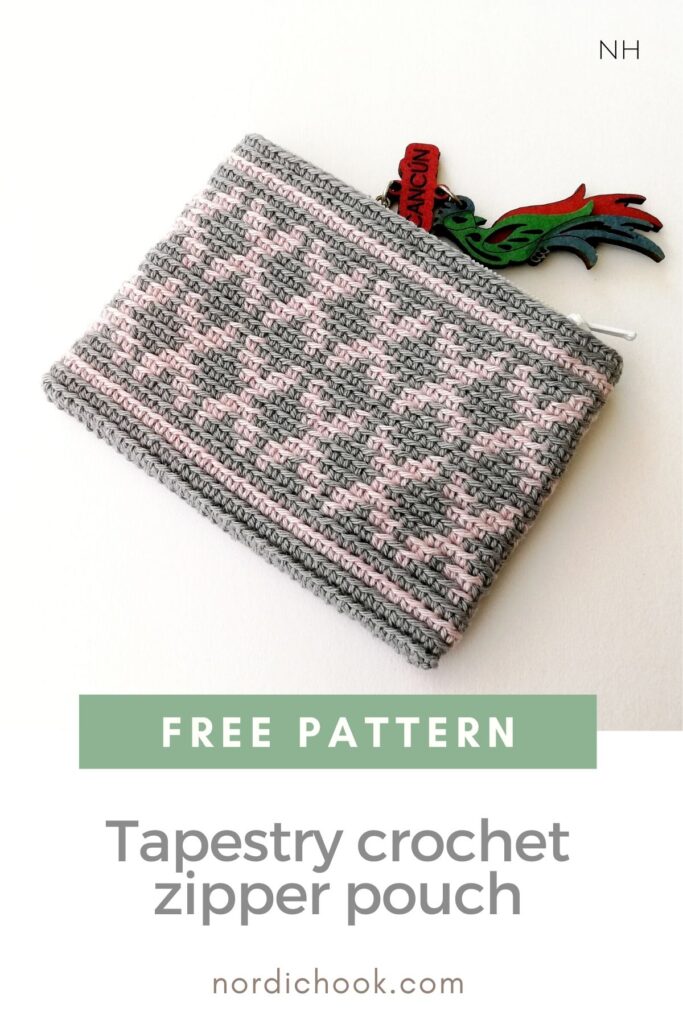 Free crochet pattern: tapestry crochet zipper pouch Evelyn