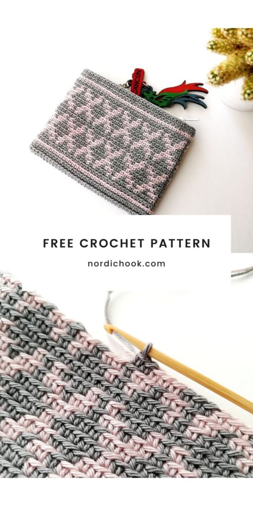 Free crochet pattern: tapestry crochet zipper pouch Evelyn