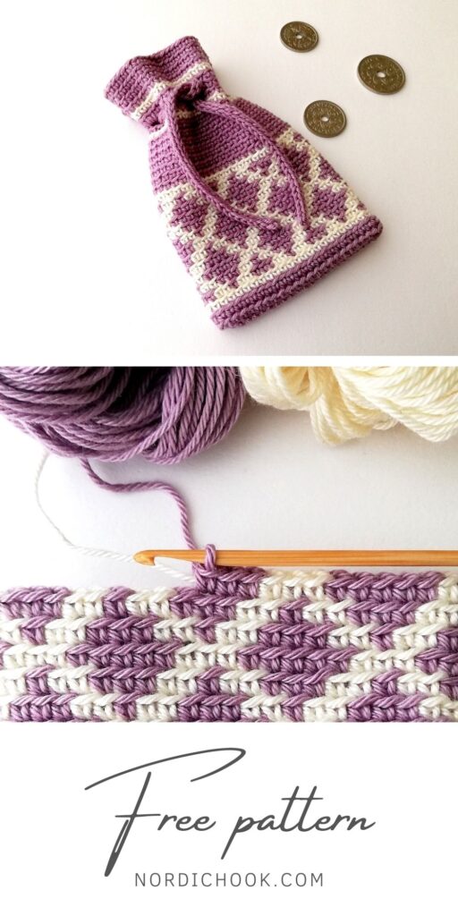 Free pattern: Tapestry crochet drawstring bag Lucy