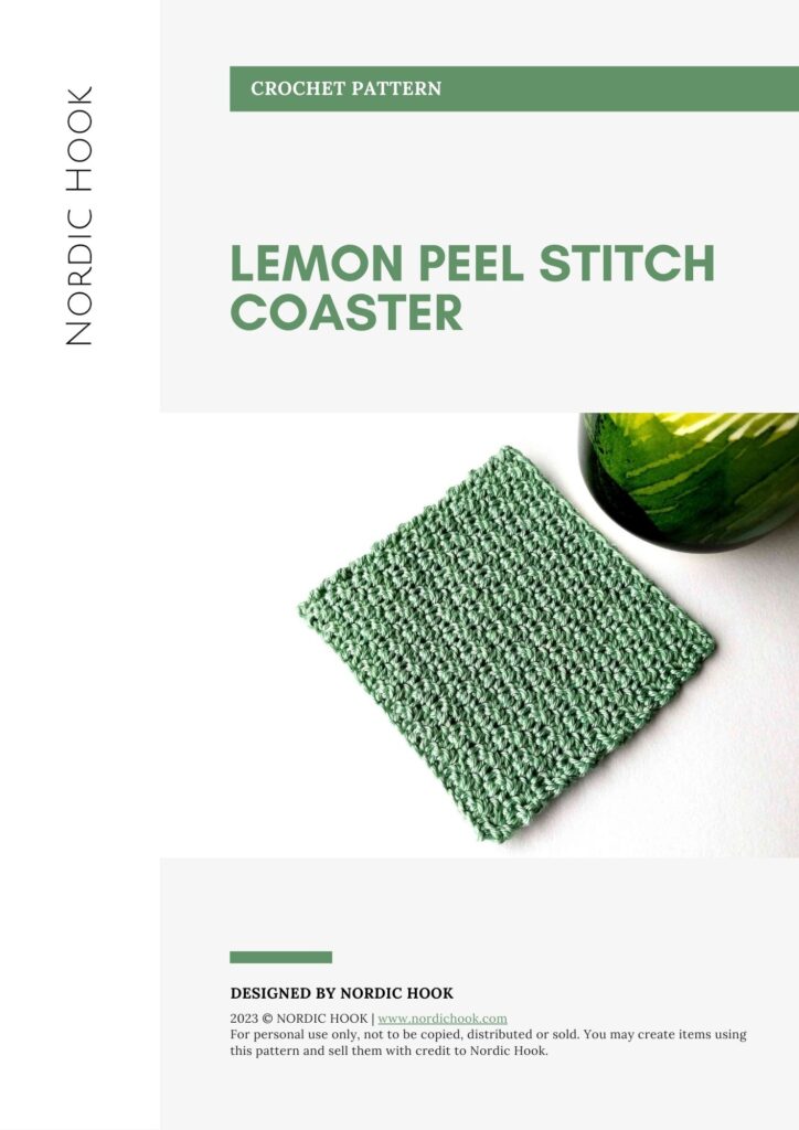PDF crochet pattern: Lemon peel stitch coaster