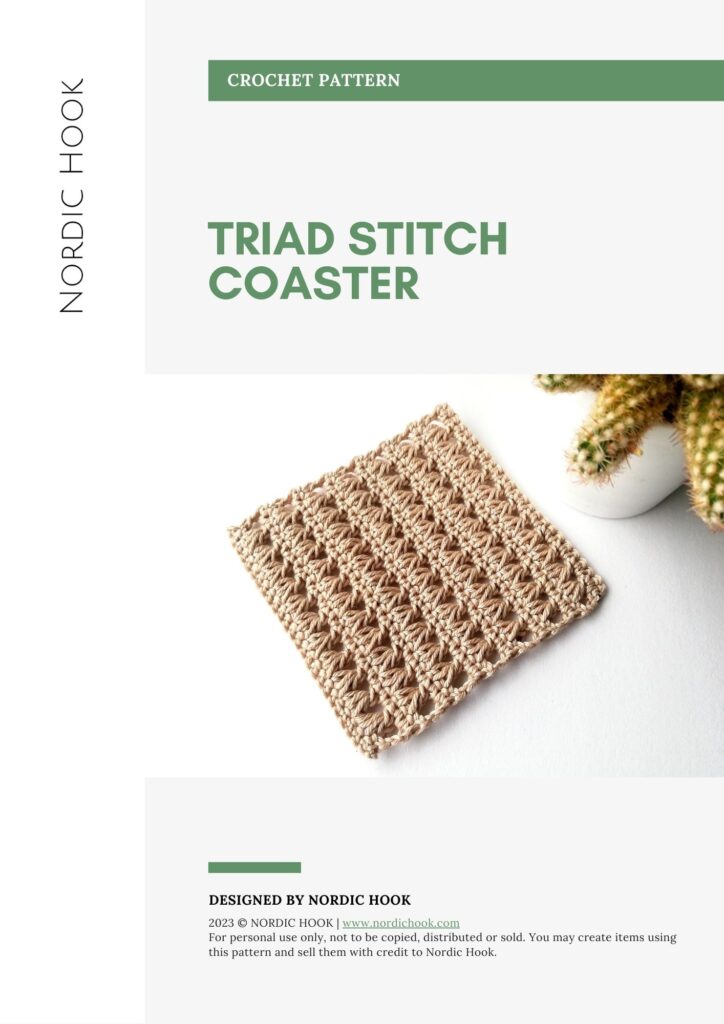PDF crochet pattern: Triad stitch coaster