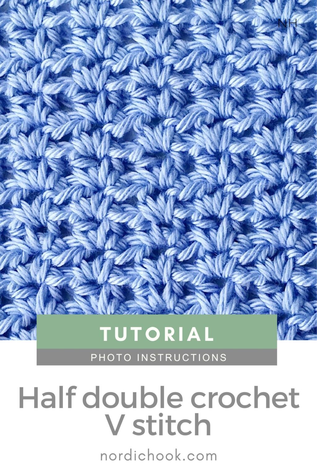 Half double crochet V stitch - Nordic Hook - Free crochet stitch tutorial