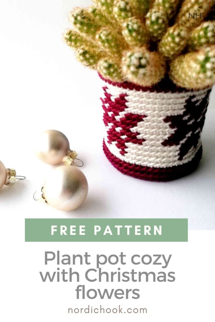 Free pattern: Plant pot cozy with Christmas flowers