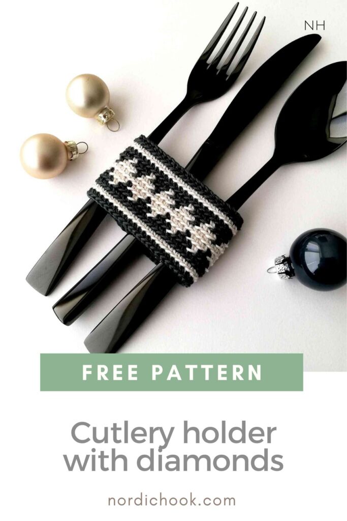 Free crochet pattern: cutlery holder with diamonds