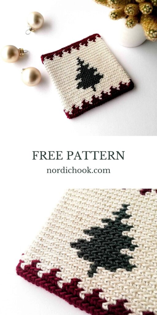 Free pattern: Coaster with a Christmas tree