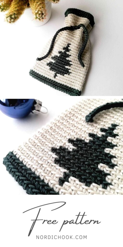Free pattern: Drawstring bag with a Christmas tree