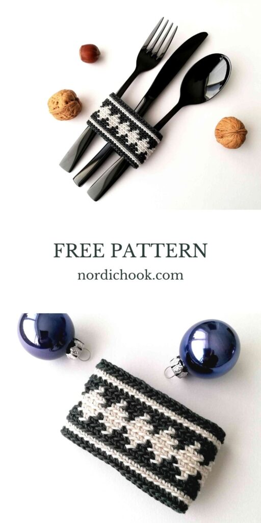 Free crochet pattern: cutlery holder with diamonds
