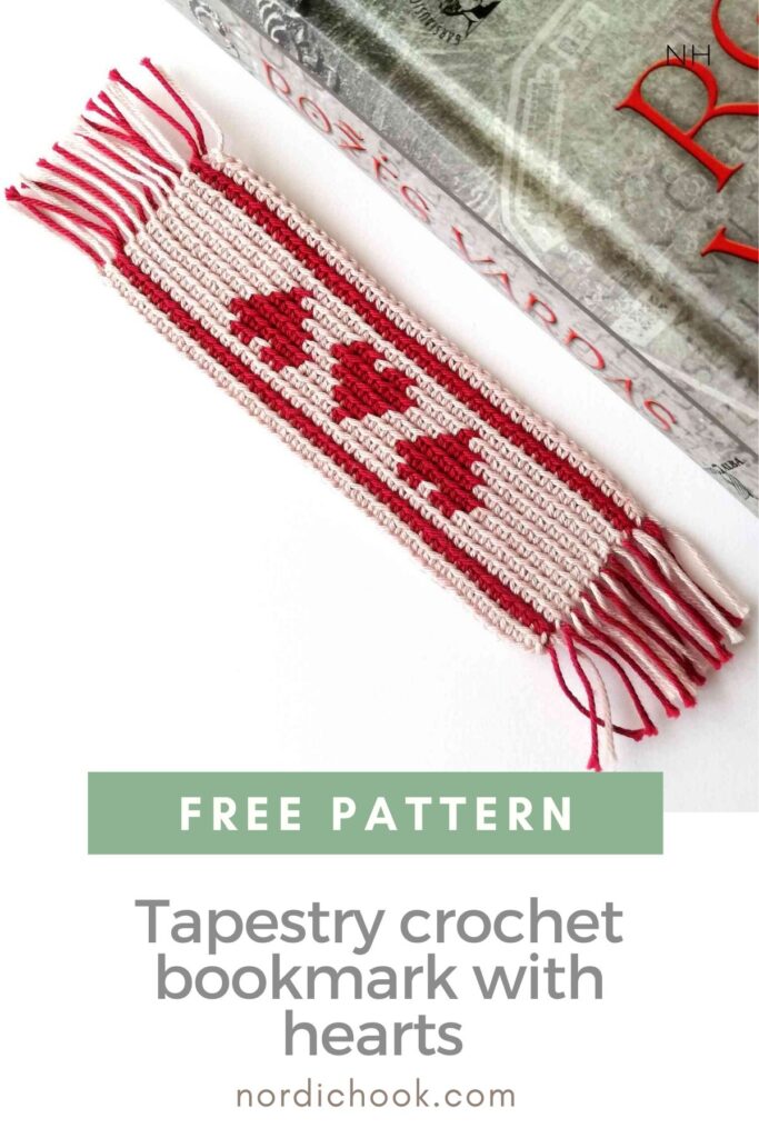 Free pattern: Tapestry crochet bookmark with hearts