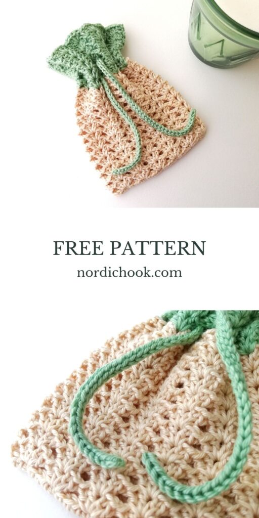 Free crochet pattern: Crochet drawstring bag Iris