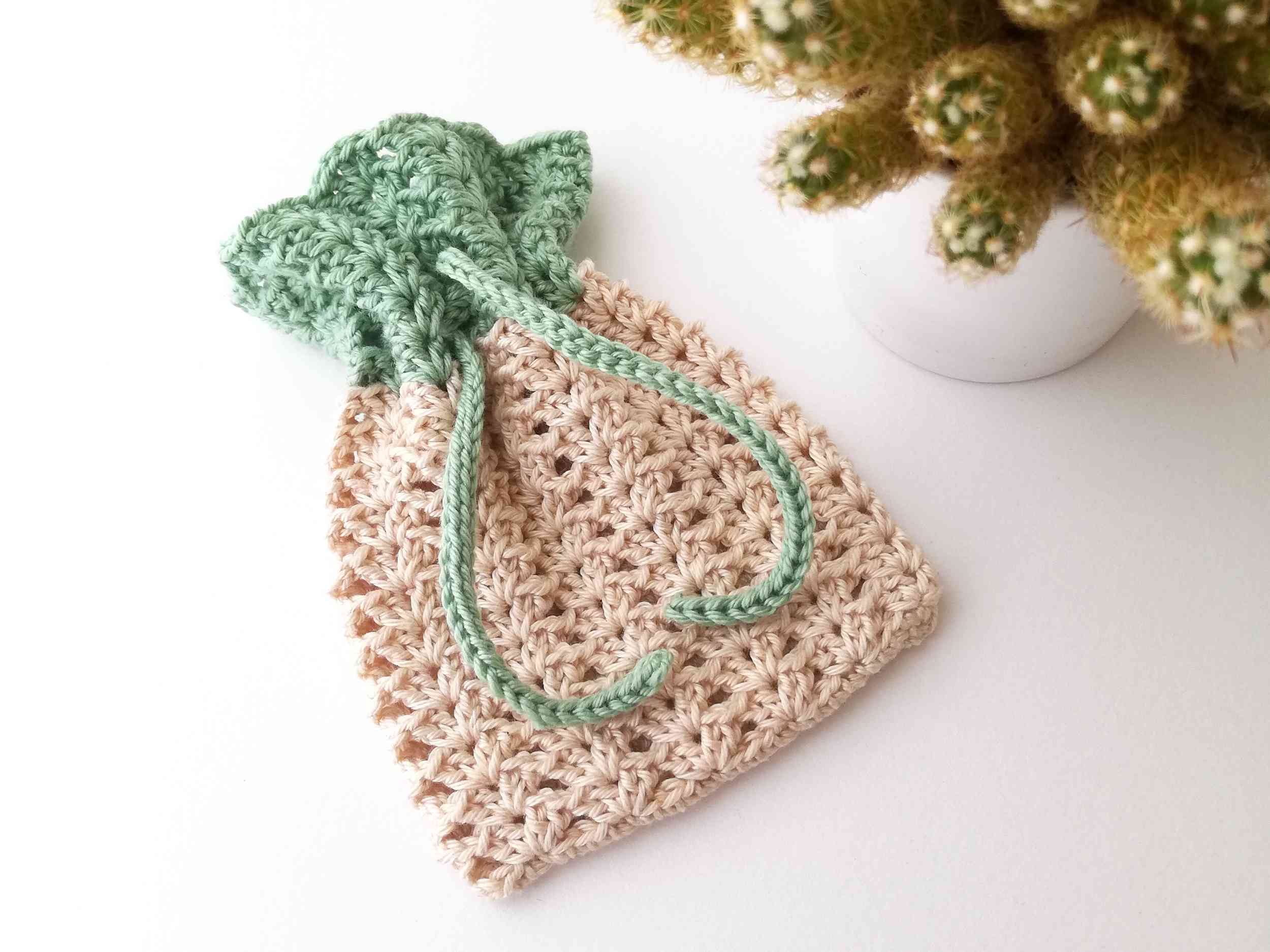 Crochet Drawstring Bag