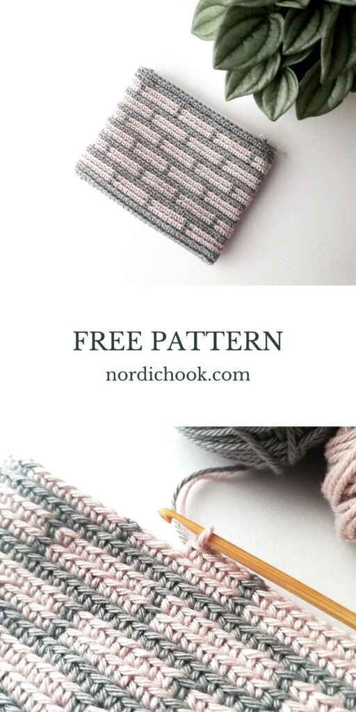 Free pattern: Tapestry crochet zipper pouch with bricks
