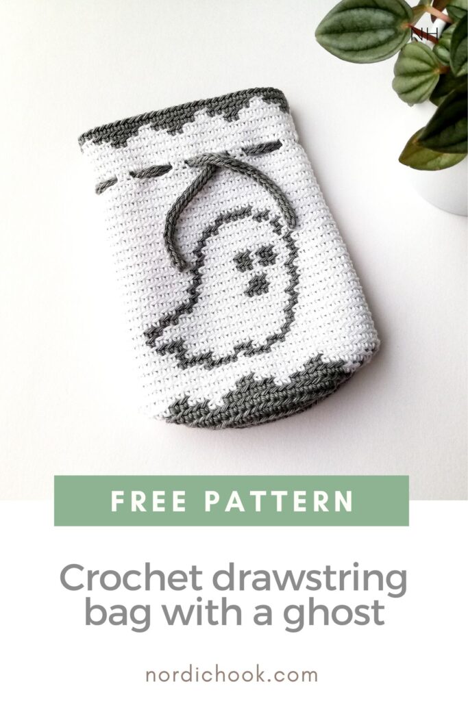 Free pattern: Crochet drawstring bag with a ghost