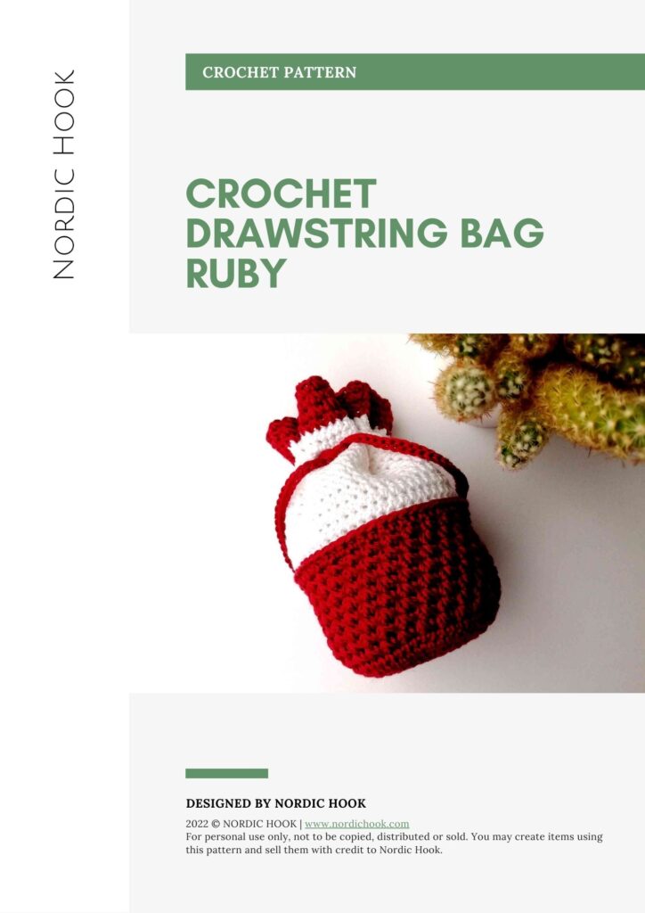 PDF pattern: Crochet drawstring bag Ruby
