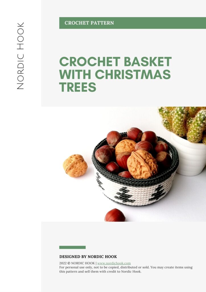 PDF pattern: Crochet basket with Christmas trees