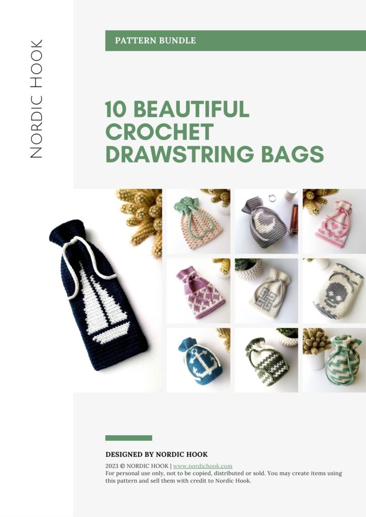 PDF pattern bundle: 10 beautiful crochet drawstring bags