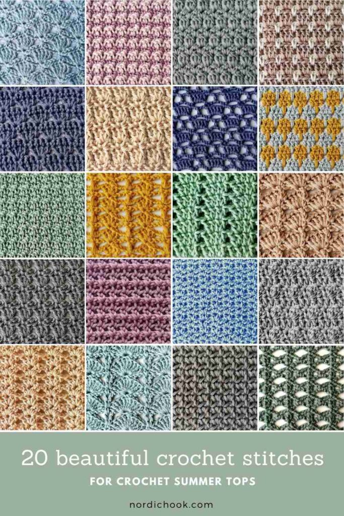 Free tutorial: 20 beautiful crochet stitches for crochet summer tops