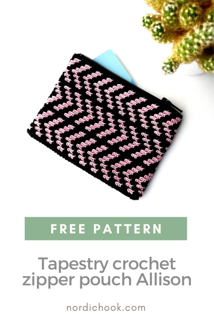 Free crochet pattern: Tapestry crochet zipper pouch Allison