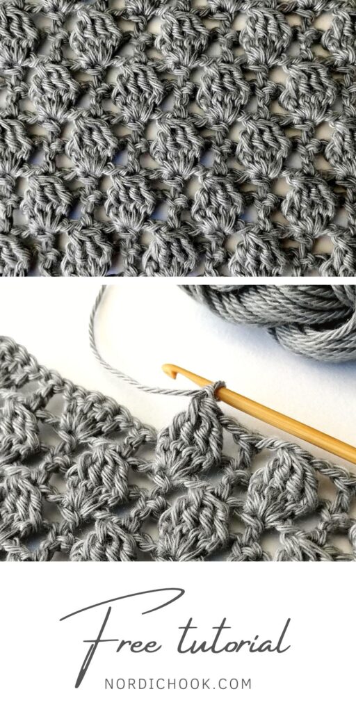 Free crochet stitch tutorial: The uneven leaf mesh stitch