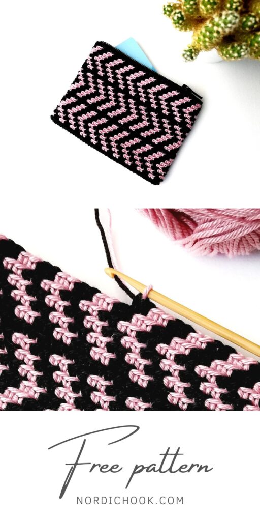 Free crochet pattern: Tapestry crochet zipper pouch Allison