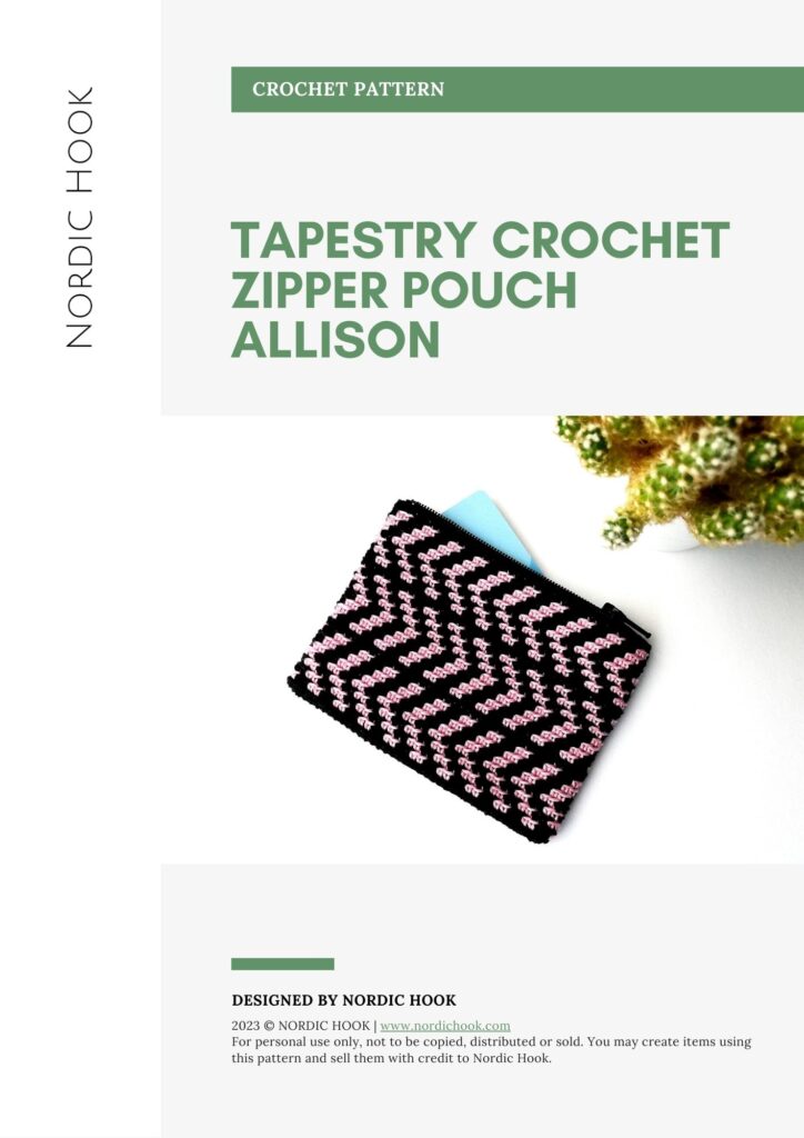PDF crochet pattern: Tapestry crochet zipper pouch Allison