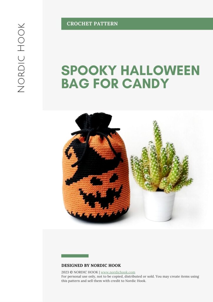 PDF crochet pattern: Spooky Halloween bag for candy
