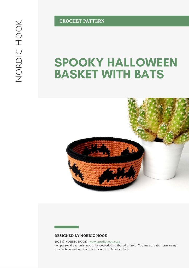 PDF crochet pattern: Spooky Halloween basket with bats