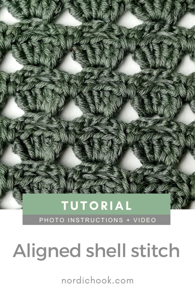 Crochet stitch photo and video tutorial: The aligned shell stitch
