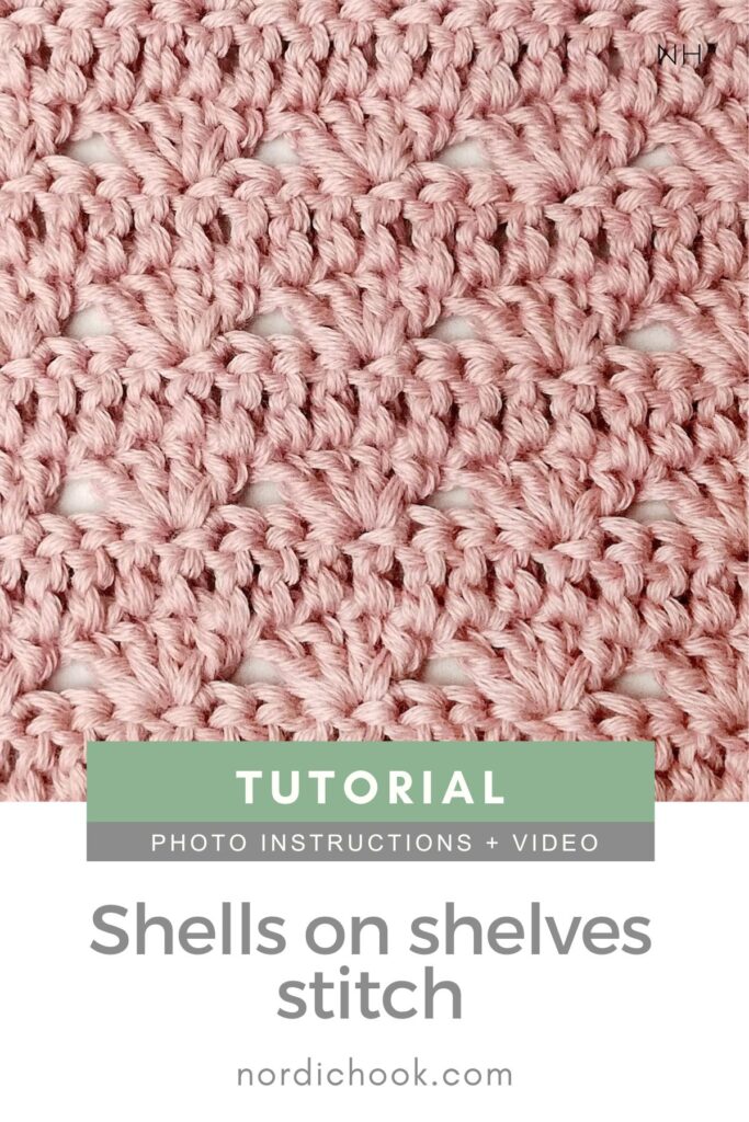 Photo and video crochet stitch tutorial: The shells on shelves stitch