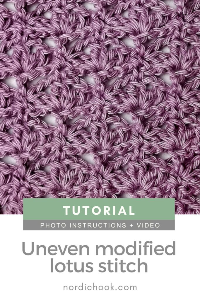 Video crochet stitch tutorial: The uneven modified lotus stitch
