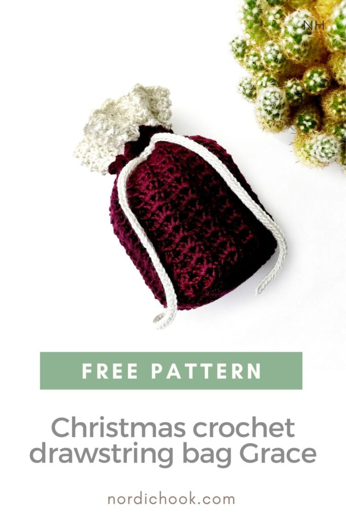 Free crochet pattern: Christmas crochet drawstring bag Grace