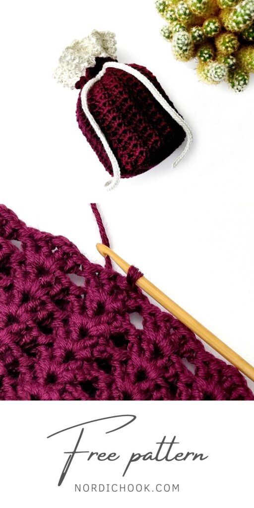 Free crochet pattern: Christmas crochet drawstring bag Grace