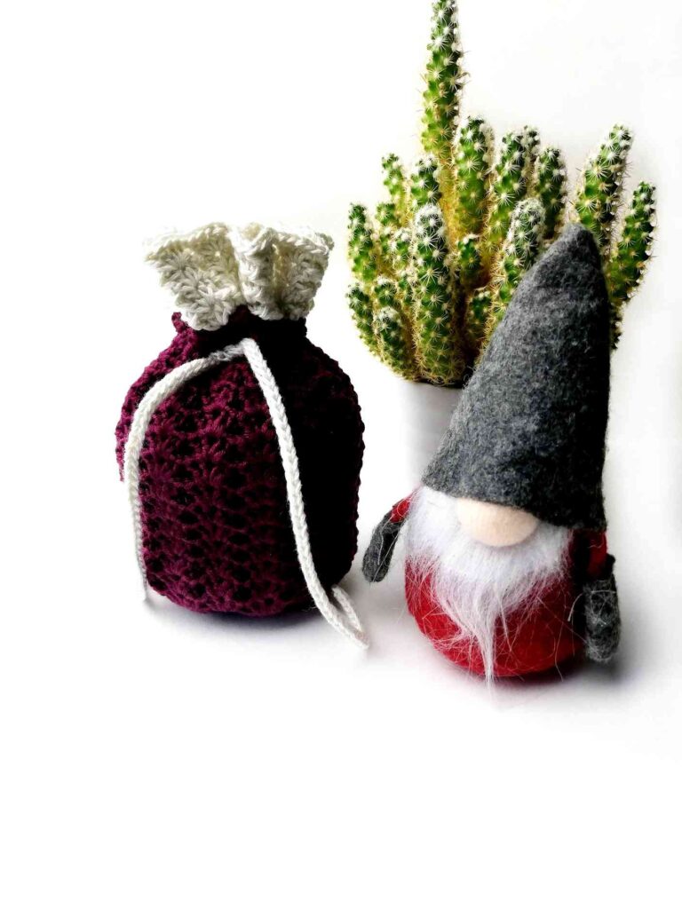 Christmas crochet drawstring bag Grace