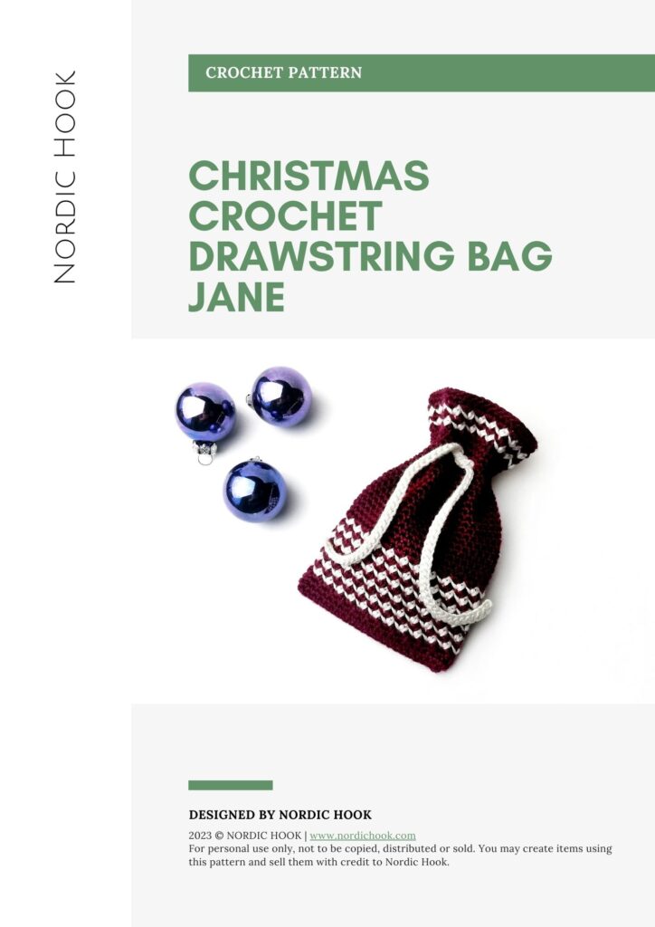PDF pattern: Christmas crochet drawstring bag Jane