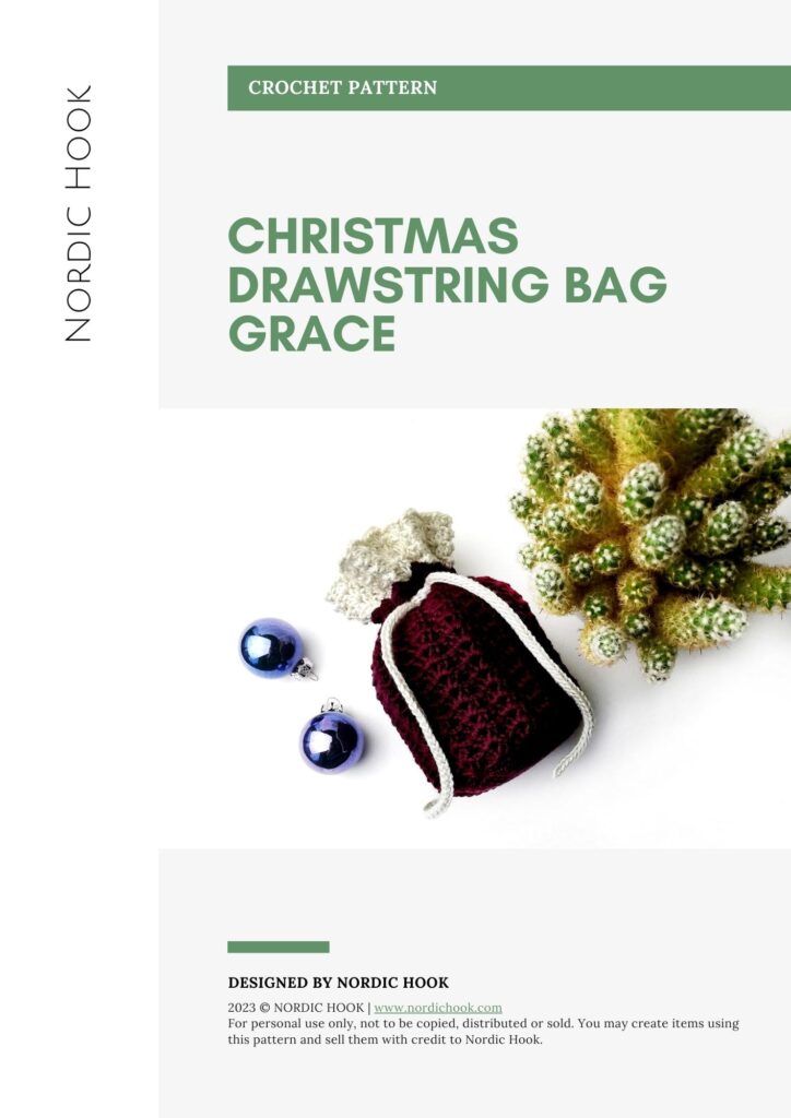 PDF crochet pattern: Christmas crochet drawstring bag Grace