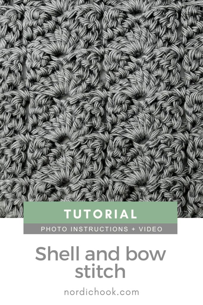 Crochet stitch photo and video tutorial: The shell and bow stitch